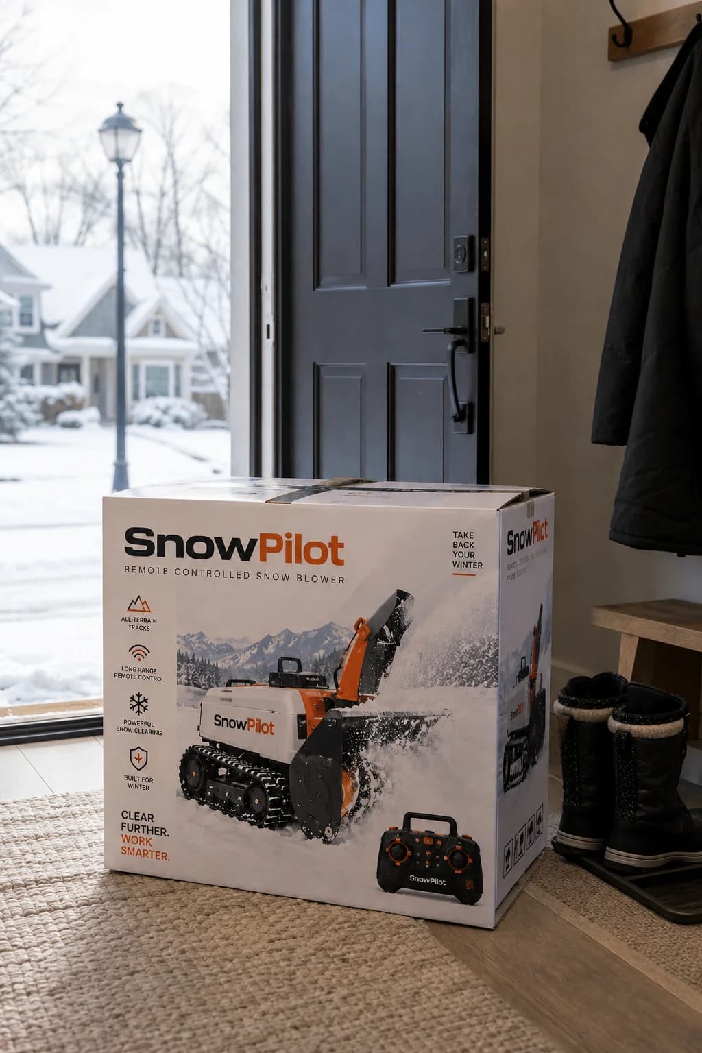 SnowPilot box just inside the front door